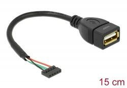 Delock USB 2.0-s csatlakozóhüvellyel ellátott kábel, 2, 00 mm, 5 tűs > USB 2.0 A-típusú 15cm (84831)