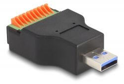 Delock USB 3.2 Gen 1 A-típusú apa - Terminal Block adapter lenyomó gombbal (66238) - aqua