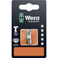 Wera Gyémántbevonatos ötvözött szerszámacél Torx BIT T 40 Wera 867/1 IMP DC SB SiS 05073927001 - aqua