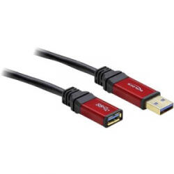 Delock USB kábel 1 x USB 3.0 dugó A- 1 x USB 3.0 aljzat A, 3 m, piros, fekete, aranyozott