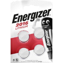 Energizer CR2016 lítium gombelem, 3 V, 90 mA, 4 db, Energizer BR2016, DL2016, ECR2016, KCR2016, KL2016, KECR2016, LM2016