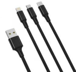 XO NB173 USB-A -> Lightning / USB C / Micro USB kábel 1.2m fekete