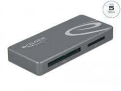 Delock USB Type-C kártyaolvasó CFast és SD memóriakártyákhoz + USB Hub A-típusú és USB Type-C porttal (91754) (91754)