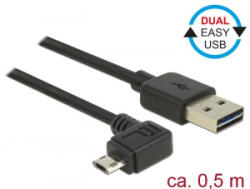 Delock USB 2.0-s kábel A-típusú csatlakozó > USB 2.0 Micro-B csatlakozó 0, 5 m fekete (83847)