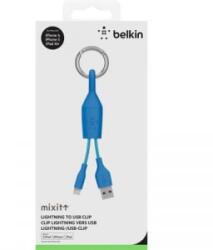 Belkin MIXIT Lightning-USB Clip adat/töltőkábel-kulcstartó kék (F8J173bt06INBLU)
