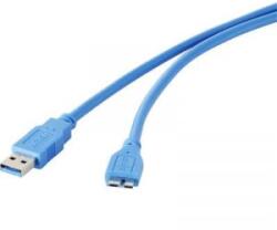 Renkforce USB 3.0 csatlakozókábel, 1x USB 3.0 dugó A - 1x USB 3.0 dugó mikro B, 1 m, kék, aranyozott, renkforce - aqua