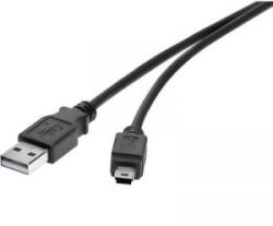Renkforce USB 2.0 csatlakozókábel, 1x USB 2.0 dugó A - 1x USB 2.0 dugó mini B, 0, 3 m, fekete, aranyozott, renkforce - aqua