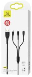 USAMS SJ367USB01 3az1-ben USB-A - Lightining/Type-C/microUSB töltőkábel 100cm (1343868)