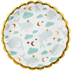 PartyDeco Tányér bálna nyomattal 18 cm, 6 db