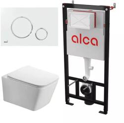 Alcadrain Set rezervor WC cu cadru incastrat Alcadrain AM101 1120 si clapeta M770 alb plus vas WC Fluminia Paris cu capac softclose (B2350+AM101/1120+M770)