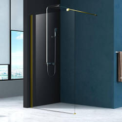 Mediterraneo Paravan de dus walk-in Mediterraneo Foxy Black 90 x 200 cm easy clean profil auriu periat (W01SC01BG-90-V1)