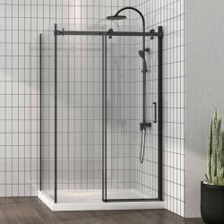 Fluminia Cabina de dus Mediterraneo, Panda Black, dreptunghiulara 100 x 80 cm, negru mat (R13RE01BL 100X80) - sanoterm