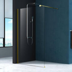 Mediterraneo Paravan de dus walk-in Mediterraneo Foxy Black 100 x 200 cm easy clean profil auriu periat (W01SC01BG-100-V1)