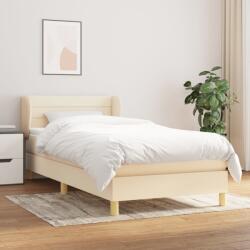 vidaXL Pat box spring cu saltea, crem, 90x190 cm, textil (3126850) - comfy