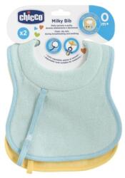 Chicco Milby bib frottír előke cumitartó pánttal 0hó 2db-os light blue ch0163002
