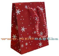 QX karácsonyi dísztasak 11x15 csill. piros hópihe 376328