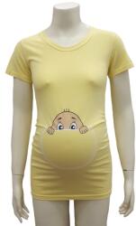 Mommystyle Rövid ujjú kismama póló kukucs (m) - citrom