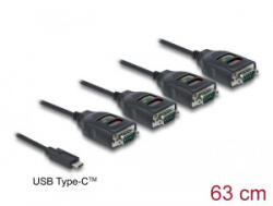 Delock átalakító USB-C - 4x RS-232 DB9 15 kV ESD védelemmel (90495)
