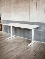 InspiDesk Expert Állítható Magasságú Asztal - Szürke 158x80x2, 5 cm lap, Fehér láb