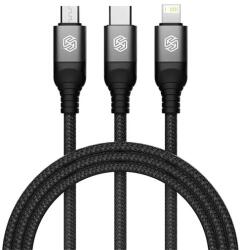 Nillkin SWIFT PRO cablu de date 3in1 (USB - lightning/microUSB/Type-C, 4, 4A, încărcător rapid, 150cm, șiret) NEGRU GP-155029 (GP-155029)