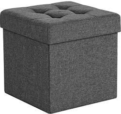 SONGMICS Összecsukható vászon tárolópuff, sötétszürke 38x38x38cm (LSF27Z)