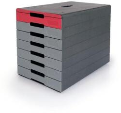 DURABLE Irattároló, műanyag, 7 fiókos, DURABLE Idealbox pro 7 , piros (776303) - kellekanyagonline