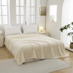 Ralex Pucioasa Patura Cocolino UNI pentru pat dublu 200 x 230 cm, model fluturi Crem Pucioasa Patura
