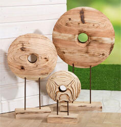  „Taxon modern, natur színű fa szobor, asztali dekoráció - 36cm