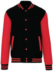 Kariban Uniszex vastag patentos pulóver, Kariban KA497, Black/Red-S (ka497bl-re-s)