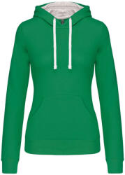 Kariban Női pulóver kontrasztos bélésű kapucnival, Kariban KA465, Light Kelly Green/White-XL (ka465lkg-wh-xl)