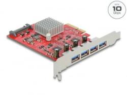 Delock PCI Express x4 kártya - 4 x külső USB-A 3.2 Gen 2 (90481) (90481) - aqua