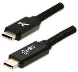 Logo Cablu USB cu logo (3.2 gen 2), USB C tată - USB C tată, 1m, putere 100W, 10 Gb/s, 20V/5A, negru, cutie, împletitură de nailon,