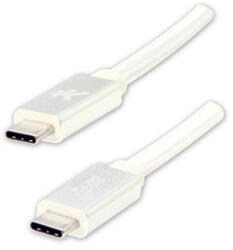 Logo Cablu USB cu logo (3.2 gen 2), USB C tată - USB C tată, 1m, putere 100W, 10 Gb/s, 20V/5A, alb, cutie, împletitură nailon, h