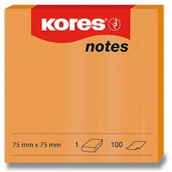 Kores Pad autoadeziv 75x75mm portocaliu neon 100 coli Kores