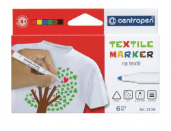 Centropen Marker Centropen 2739/6 pentru textile 6 culori vârf cilindric 3, 5 mm (2010200671)