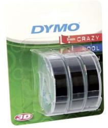 DYMO Bandă Dymo originală pentru imprimantă de etichete, Dymo, S0847730, fundal negru, 3m, 9mm, 3D, 1 blister/3 buc