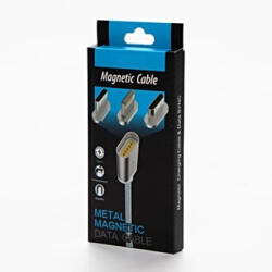 Neutralle Cablu USB cu terminale (2.0), USB A tată - microUSB tată + Apple Lightning tată + USB C sam, 1m, rotund, împletit, argintiu,