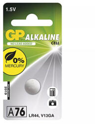 GP Batteries Baterie alcalină, A76F (LR44), LR44, 1, 5 V, GP, blister, 1 pachet