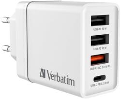 Verbatim 49701 3x USB-A / USB-C Hálózati töltő - Fehér (30W) (49701) (49701)