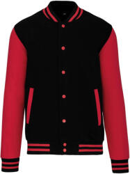 Kariban Uniszex pulóver Kariban KA497 Teddy Fleece Jacket -S, Black/Red