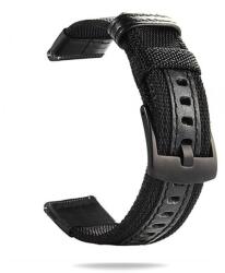 Hello Nylon És Bőr Univerzális Óraszíj - Okosóra Nylon És Bőr Pótszíj 20 mm - Fekete