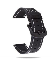 Hello Valódi Varrott Bőr Univerzális Óraszíj - Okosóra Bőr Varrott Pótszíj 20 mm - Fekete