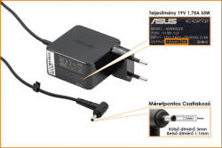 ASUS Transformer Book T200TA, T300FA, T300CHI 19V 1.75A 33W gyári új netbook töltő (AD890026, Type: 010BLF, 0A001-00341600)
