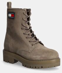 Tommy Jeans bokacsizma TJW URBAN LACE UP SUEDE bézs, női, lapos talpú, EN0EN02630 - bézs Női 36