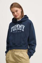 Tommy Hilfiger pamut melegítőfelső sötétkék, női, nyomott mintás, kapucnis, DW0DW19291 - sötétkék L