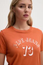 Pepe Jeans pamut póló GIGI női, narancssárga, PL505958 - narancssárga XS