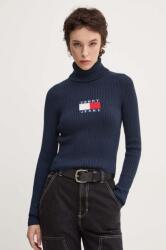 Tommy Hilfiger gyapjúkeverék pulóver női, sötétkék, garbónyakú, DW0DW18678 - sötétkék L