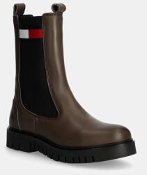 Tommy Jeans bőr bokacsizma TJW LONG CHELSEA BOOT barna, női, platformos, EN0EN02625 - barna Női 38