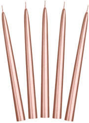 Kúpos gyertyák, fémes, rózsaszín arany, 24cm (1 db / 10 db. ) (SKMET-019R)