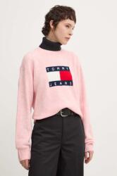 Tommy Hilfiger gyapjúkeverék pulóver könnyű, női, rózsaszín, DW0DW18681 - rózsaszín M